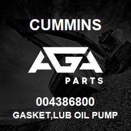 004386800 Cummins GASKET,LUB OIL PUMP COVER | AGA Parts