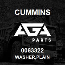 0063322 Cummins WASHER,PLAIN | AGA Parts