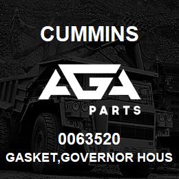 0063520 Cummins GASKET,GOVERNOR HOUSING | AGA Parts