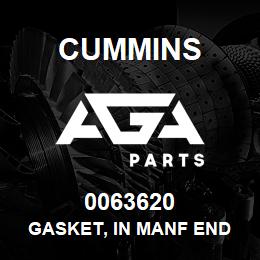 0063620 Cummins GASKET, IN MANF END COVER | AGA Parts