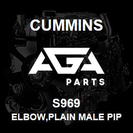 S969 Cummins ELBOW,PLAIN MALE PIPE | AGA Parts