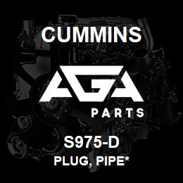 S975-D Cummins Plug, Pipe* | AGA Parts