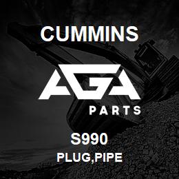 S990 Cummins PLUG,PIPE | AGA Parts