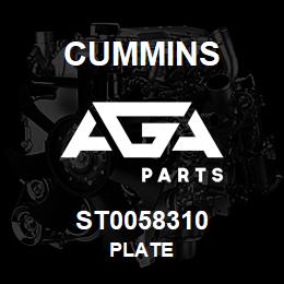 ST0058310 Cummins PLATE | AGA Parts