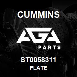 ST0058311 Cummins PLATE | AGA Parts