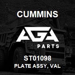 ST01098 Cummins PLATE ASSY, VAL | AGA Parts