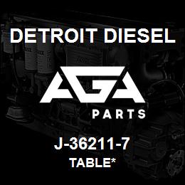 J-36211-7 Detroit Diesel Table* | AGA Parts