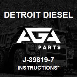 J-39819-7 Detroit Diesel Instructions* | AGA Parts