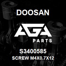 S3400585 Doosan SCREW M4X0.7X12 | AGA Parts