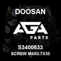 S3400633 Doosan SCREW M4X0.7X30 | AGA Parts