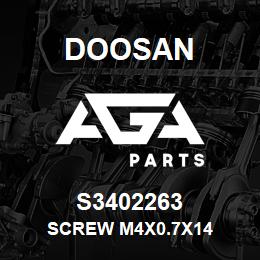 S3402263 Doosan SCREW M4X0.7X14 | AGA Parts