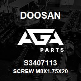 S3407113 Doosan SCREW M8X1.75X20 | AGA Parts