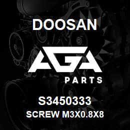 S3450333 Doosan SCREW M3X0.8X8 | AGA Parts