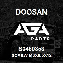 S3450353 Doosan SCREW M3X0.5X12 | AGA Parts