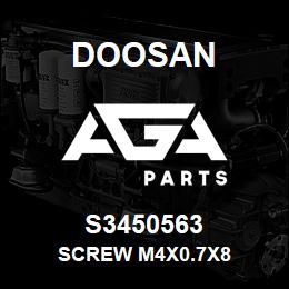 S3450563 Doosan SCREW M4X0.7X8 | AGA Parts