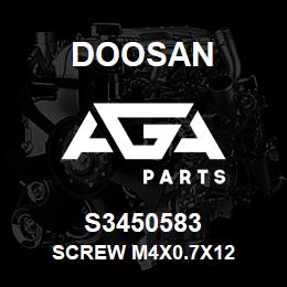 S3450583 Doosan SCREW M4X0.7X12 | AGA Parts