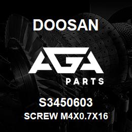 S3450603 Doosan SCREW M4X0.7X16 | AGA Parts