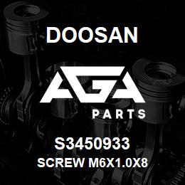 S3450933 Doosan SCREW M6X1.0X8 | AGA Parts