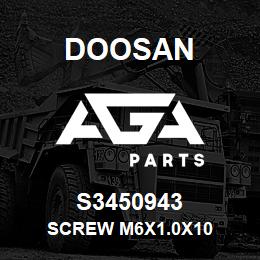 S3450943 Doosan SCREW M6X1.0X10 | AGA Parts