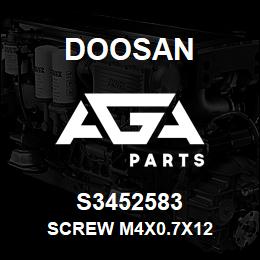 S3452583 Doosan SCREW M4X0.7X12 | AGA Parts