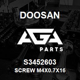 S3452603 Doosan SCREW M4X0.7X16 | AGA Parts