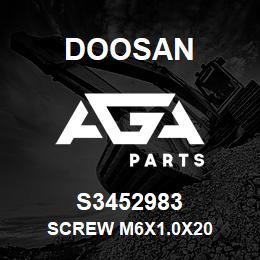 S3452983 Doosan SCREW M6X1.0X20 | AGA Parts