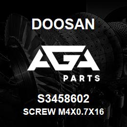 S3458602 Doosan SCREW M4X0.7X16 | AGA Parts