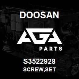 S3522928 Doosan SCREW,SET | AGA Parts