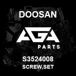 S3524008 Doosan SCREW,SET | AGA Parts