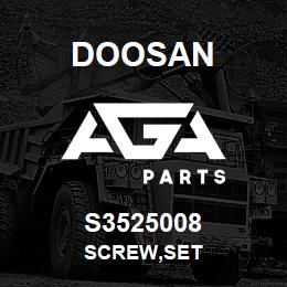 S3525008 Doosan SCREW,SET | AGA Parts