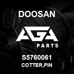 S5760061 Doosan COTTER,PIN | AGA Parts