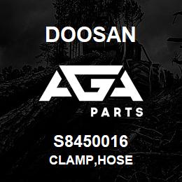 S8450016 Doosan CLAMP,HOSE | AGA Parts