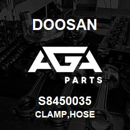 S8450035 Doosan CLAMP,HOSE | AGA Parts