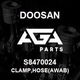 S8470024 Doosan CLAMP,HOSE(AWAB) | AGA Parts