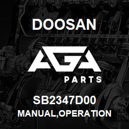 SB2347D00 Doosan MANUAL,OPERATION | AGA Parts