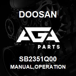 SB2351Q00 Doosan MANUAL,OPERATION | AGA Parts