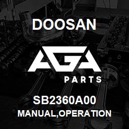 SB2360A00 Doosan MANUAL,OPERATION | AGA Parts