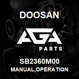 SB2360M00 Doosan MANUAL,OPERATION | AGA Parts