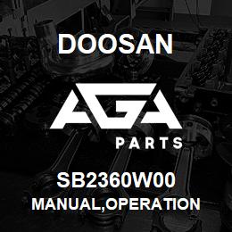 SB2360W00 Doosan MANUAL,OPERATION | AGA Parts