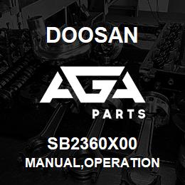 SB2360X00 Doosan MANUAL,OPERATION | AGA Parts