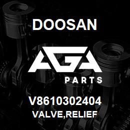 V8610302404 Doosan VALVE,RELIEF | AGA Parts