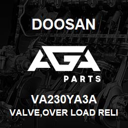 VA230YA3A Doosan VALVE,OVER LOAD RELIEF | AGA Parts
