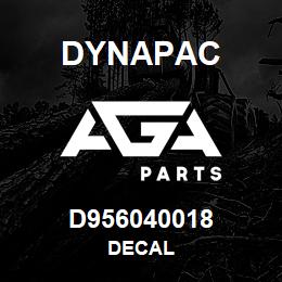 D956040018 Dynapac DECAL | AGA Parts