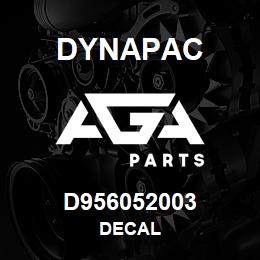 D956052003 Dynapac DECAL | AGA Parts