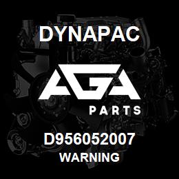 D956052007 Dynapac WARNING | AGA Parts