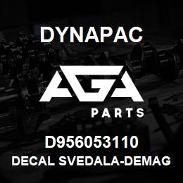 D956053110 Dynapac DECAL SVEDALA-DEMAG | AGA Parts