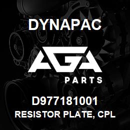 D977181001 Dynapac RESISTOR PLATE, CPL | AGA Parts