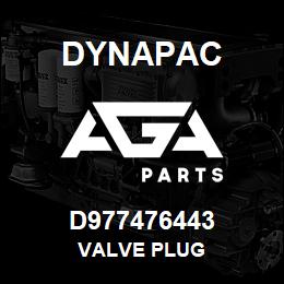 D977476443 Dynapac VALVE PLUG | AGA Parts