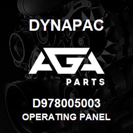 D978005003 Dynapac OPERATING PANEL | AGA Parts
