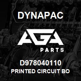 D978040110 Dynapac PRINTED CIRCUIT BO | AGA Parts